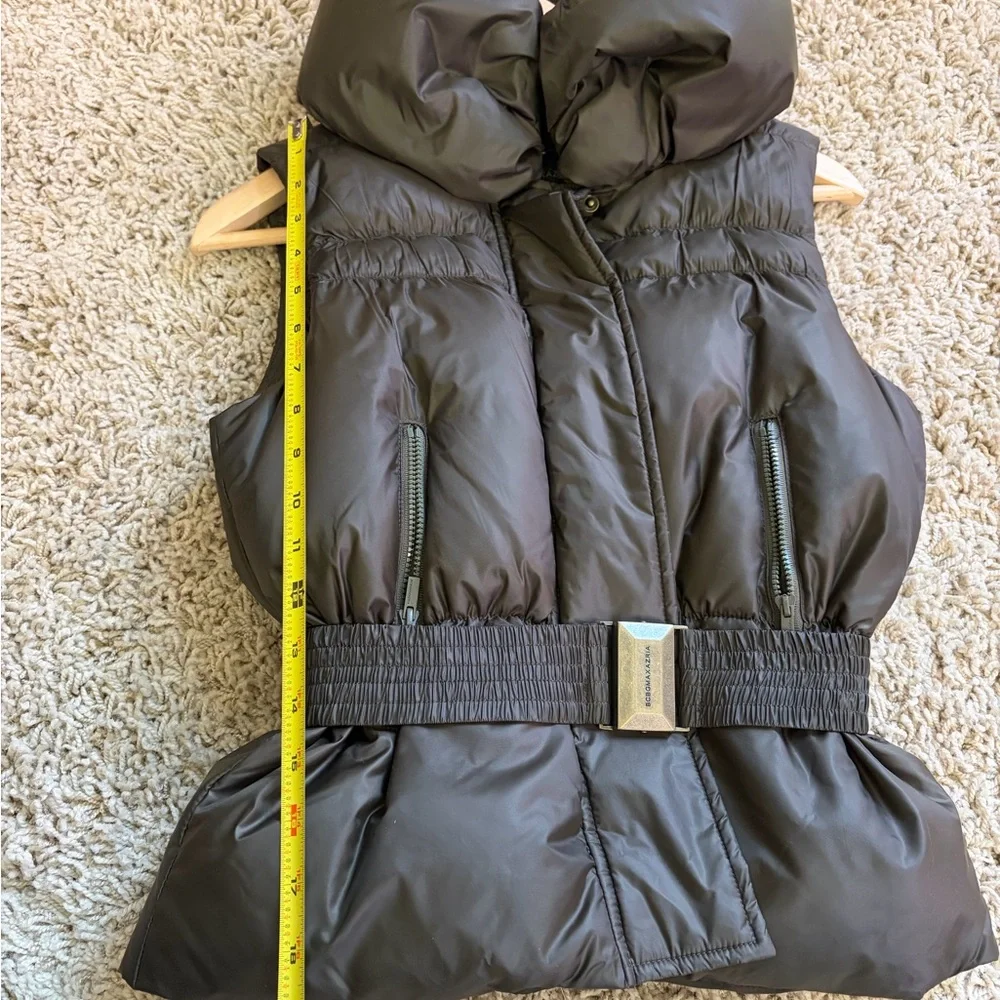 BCBGMaxAzria Dark Army Green Puffer Vest with Belt - Picture 7 of 10